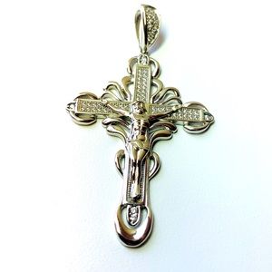 Stamped solid 925 Sterling silver big cross pendant